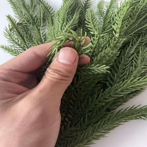 Christmas Norfolk Pine Branches,5 Pcs Norfolk Pine Artificial Pine Branches 20" Extra Length Fake Christmas Greenery Pine Picks for Xmas Wreath Garland Home Decor | Amazon (US)