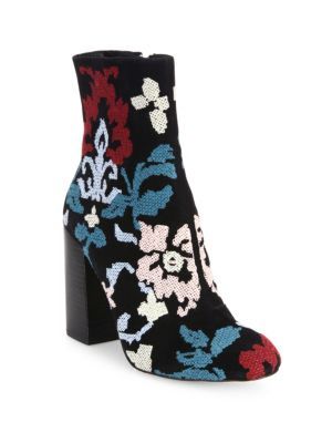 Bojana Embroidered Suede Block Heel Booties | Saks Fifth Avenue
