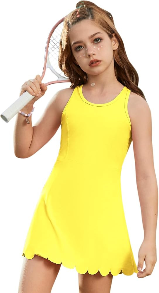Girls Tennis Dress Sleeveless Pickleball Athletic Dress Golf Outfit with Detachable Built-in Bra ... | Amazon (US)