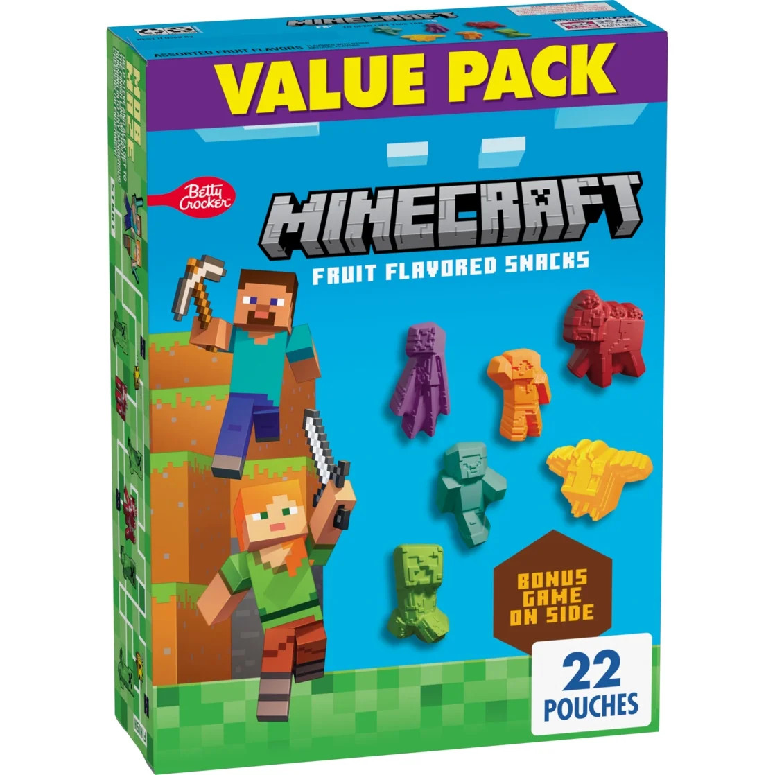 Minecraft Fruit Flavored Snacks, Fat Free and Gluten Free, Value Pack, 17.6 oz, 22 Pouches | Walmart (US)
