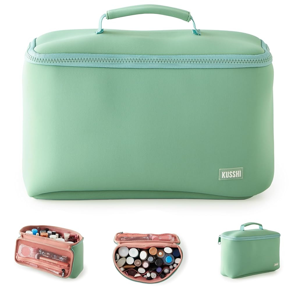 KUSSHI Neoprene Train Case (Large, Sage/Coral Rose) | Amazon (US)
