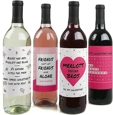Big Dot of Happiness Be My Galentine - Valentine's Day Gift for Women and Men - Wine Bottle Label... | Amazon (US)