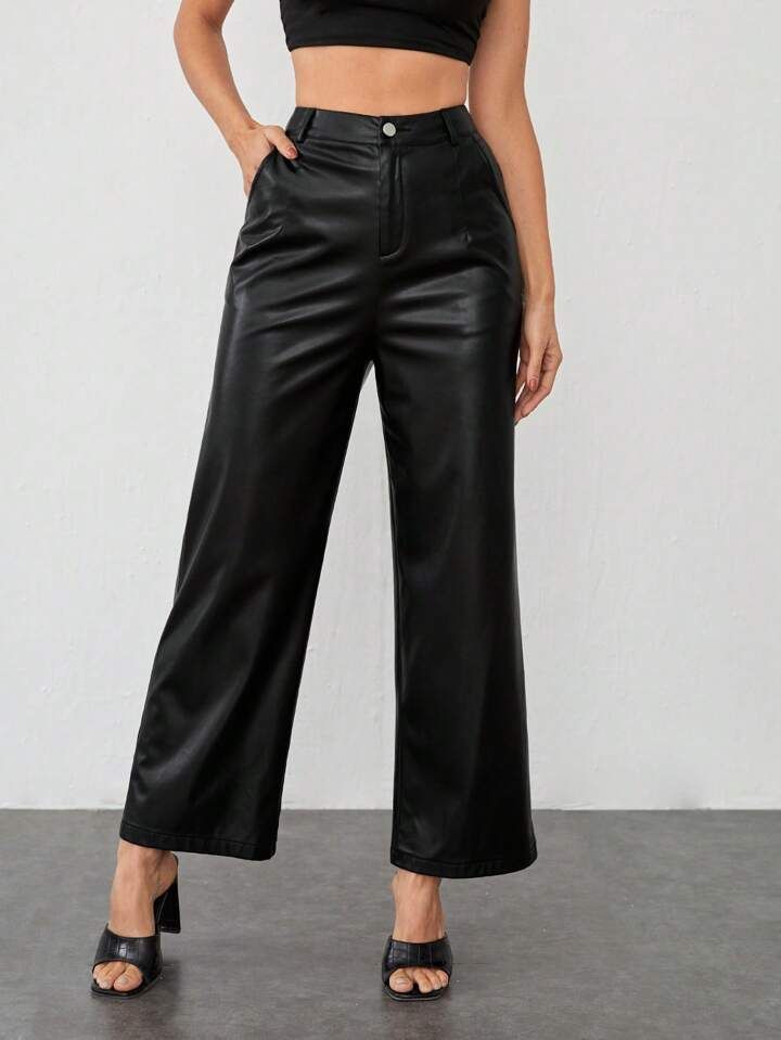SHEIN Frenchy Women's Pu Leather Pants | SHEIN