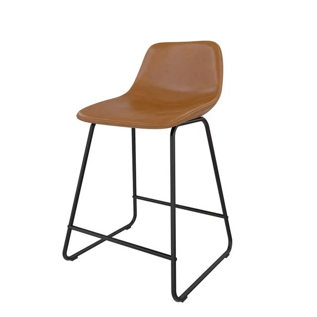 Better Homes & Gardens Farley Scoop Counter Height Stool, Camel Faux Leather | Walmart (US)