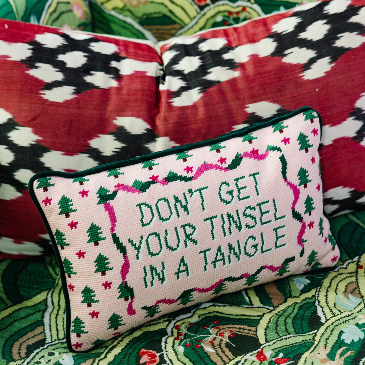 Furbish Studio - Tinsel in a Tangle Needlepoint Pillow | Furbish Studio