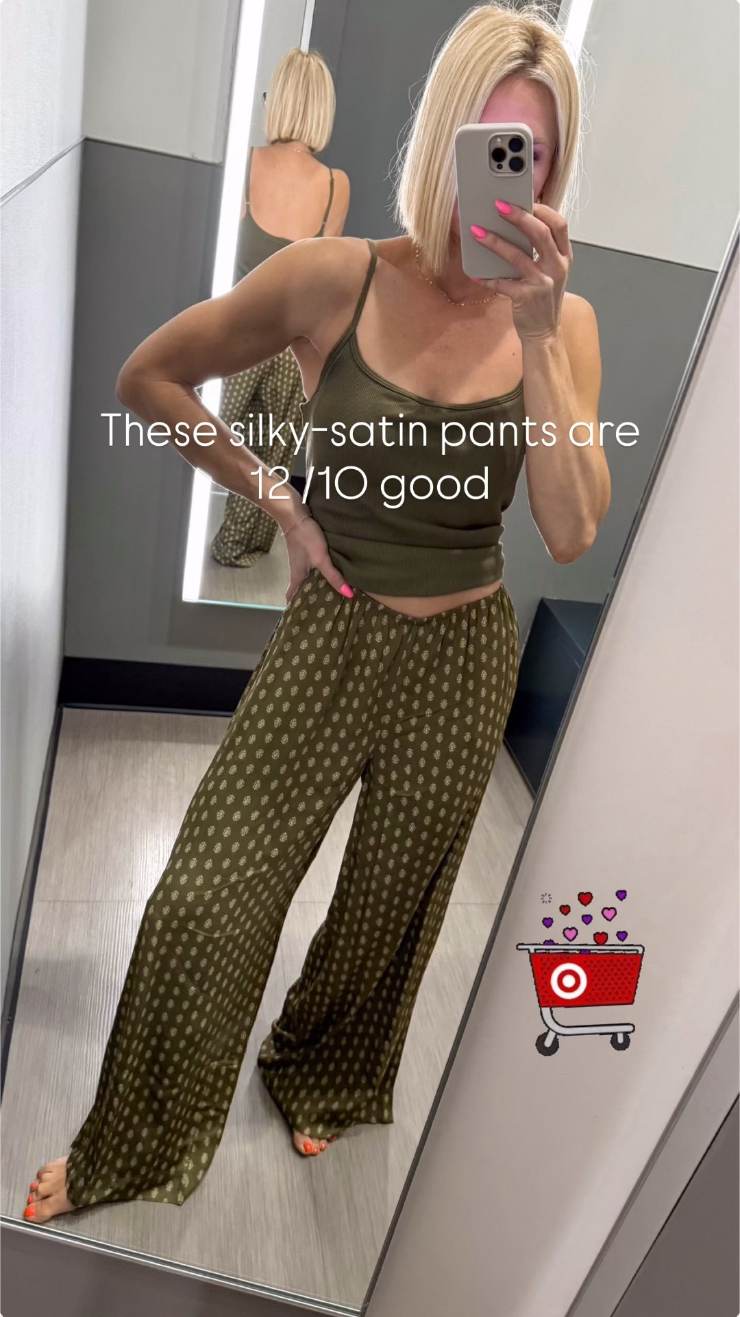 These viral satin pants from target have the prettiest print, the most beautiful flowy fabric and a flattering fit. There’s even inseam length options they fit true to size to a little bit looser through the waist. ￼

#LTKSpringSale #LTKOver40 #LTKmomlife