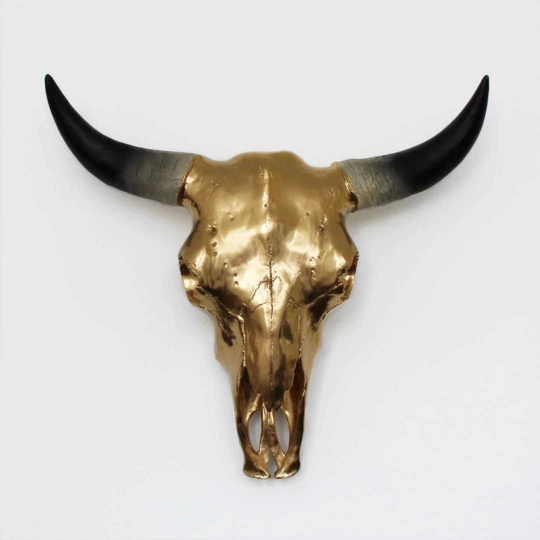 Metallic Gold Bronze Faux Cow Skull With Horns - 3 Sizes Available - Etsy | Etsy (US)