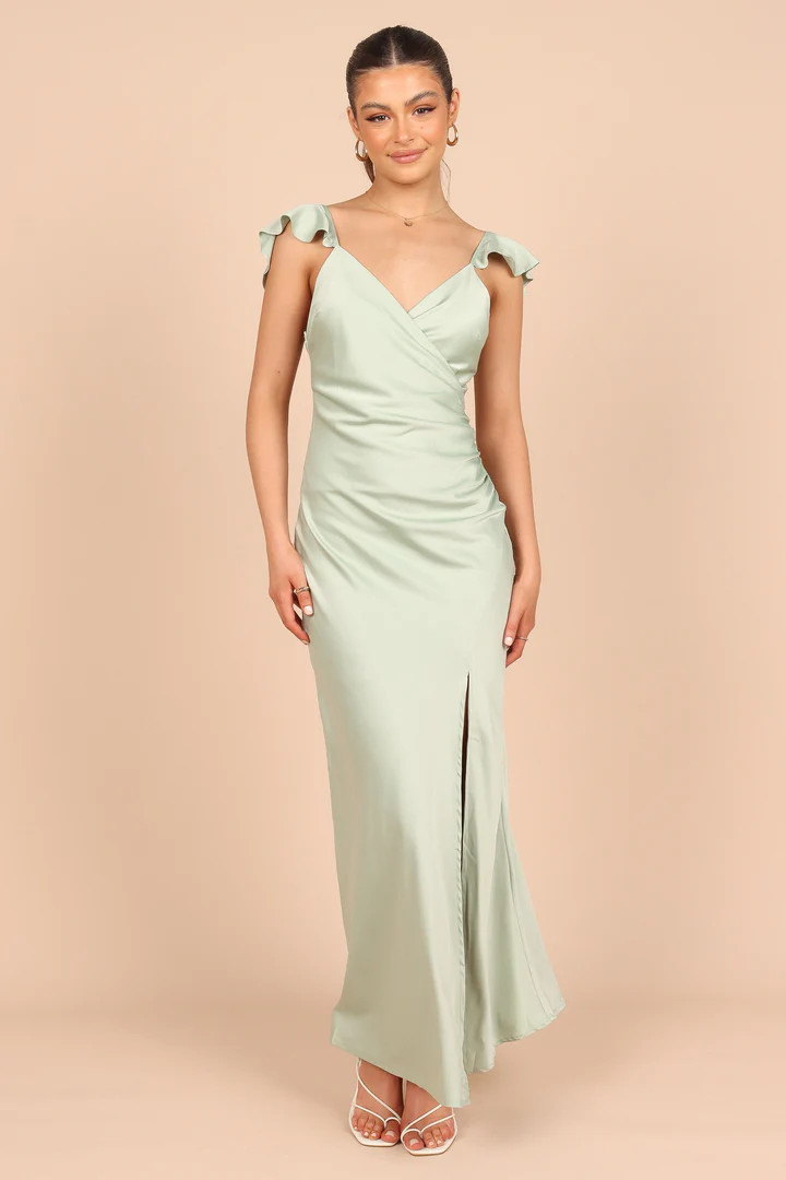 Peony Frill Cap Sleeve Maxi Dress - Sage | Petal & Pup (US)