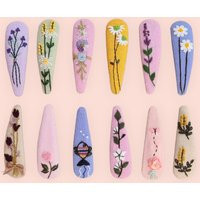 Hand Embroidered Flower Hair Clips, Handmade Accessories, Gift For Girls, Women, Floral Snap Clips | Etsy (US)