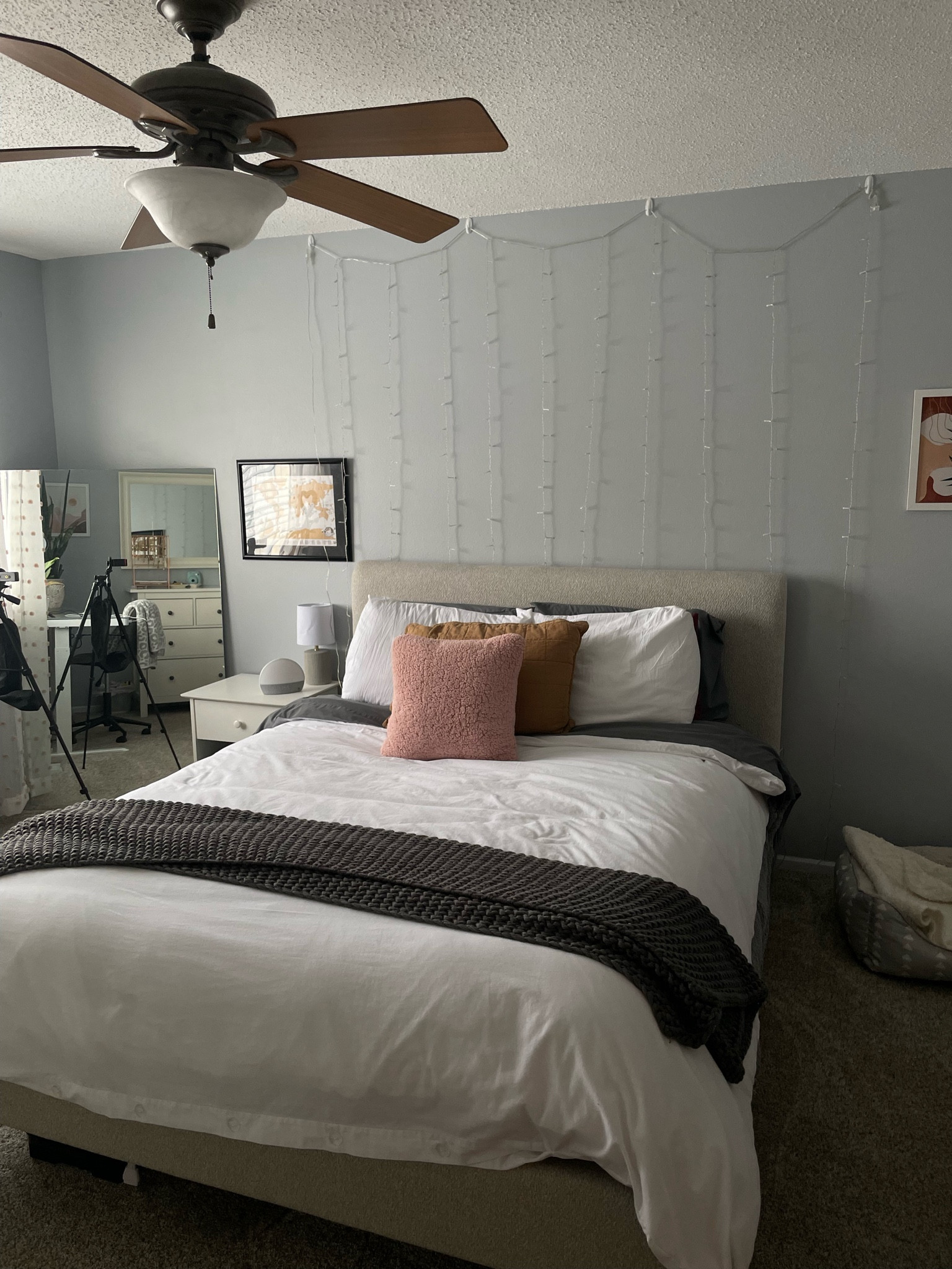 Bedroom furniture💤 actual bed frame is from Homemakers! Mount Le Conte Shelia Queen Upholstered Platform Bed

#LTKhome