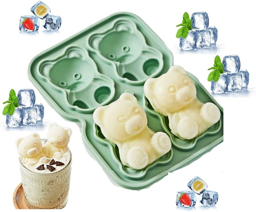 3D Bear Mold for Kids,Ice Cream Molds Reusable Easy Release DIY Ice Cube Molds, Cute Cartoon Ice ... | Amazon (US)