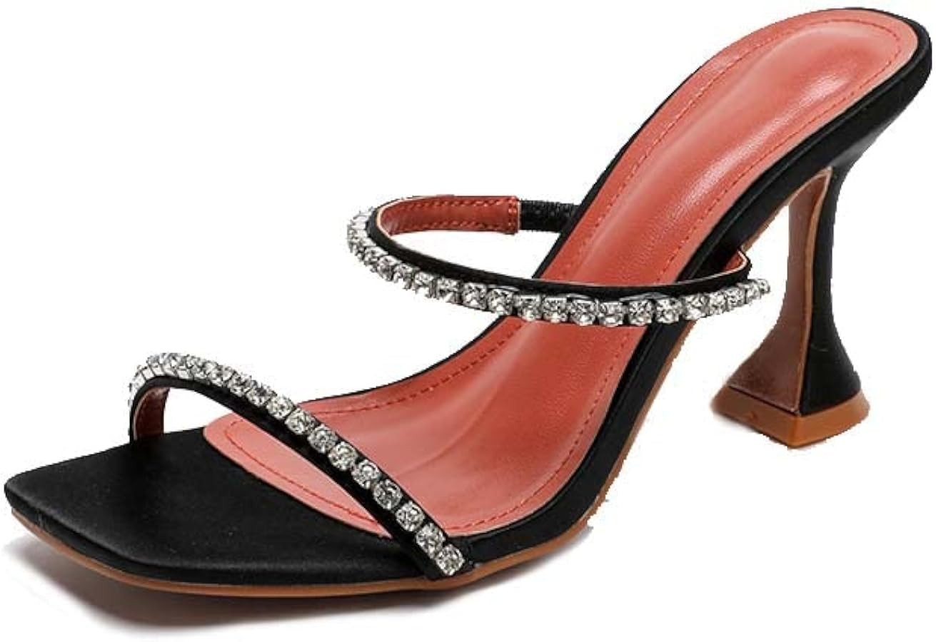 Mules Damen Elegant Strass Pantoletten High Heels Absatz Women Sommer | Amazon (DE)
