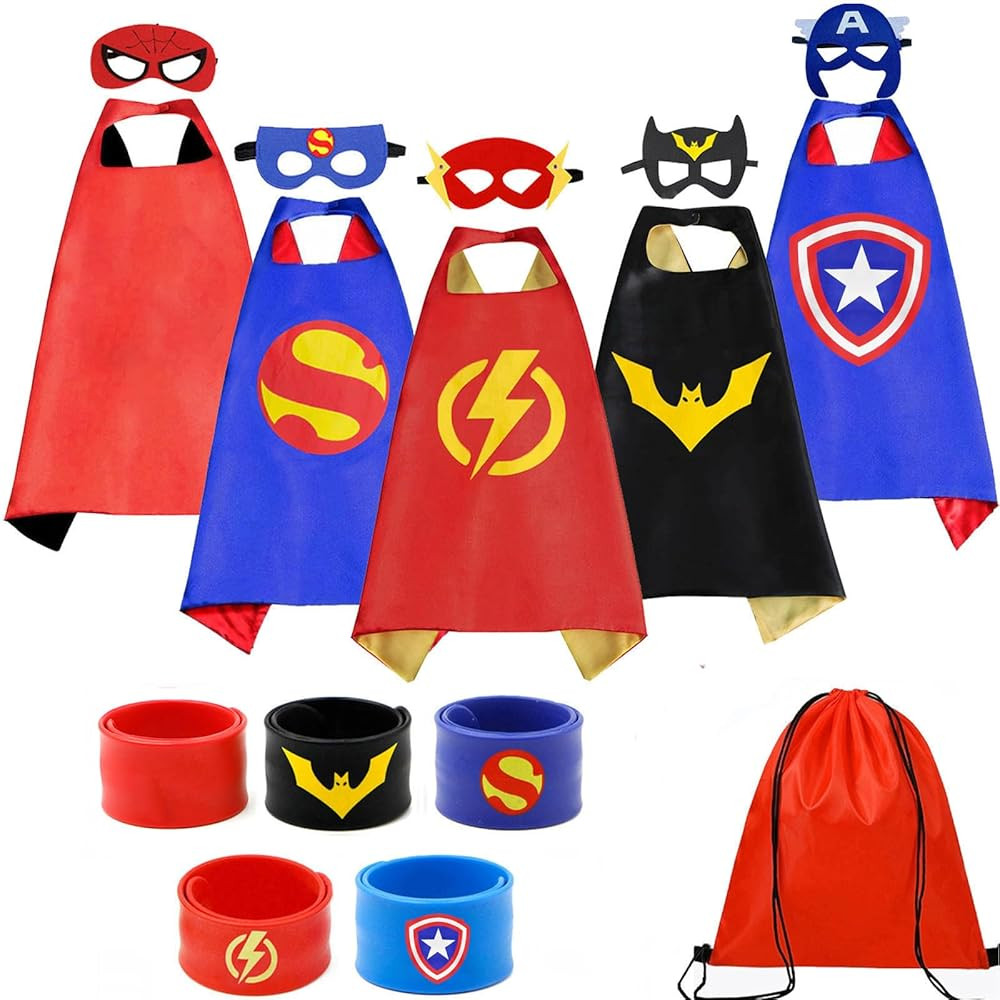 Superhero Capes Set and Wristbands Kids Costumes Halloween Christmas Cosplay Dress Up for Boys Gi... | Amazon (US)