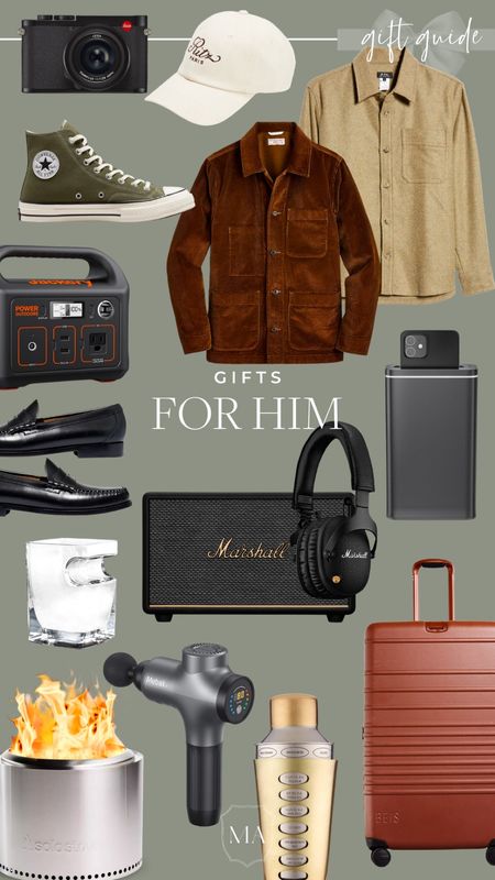 Gift guide: for him! Holiday gifts for men, gift guide for men, Marshall speaker, solo stove, beis suitcase, theragun, olive green converse 

#LTKHoliday #LTKSeasonal #LTKGiftGuide