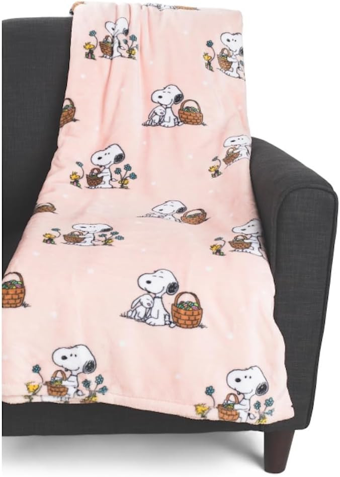 Berkshire Blanket Peanuts VelvetLoft Bed Throw, Blush Pink with Easter Basket Design (Twin, 60x90... | Amazon (US)