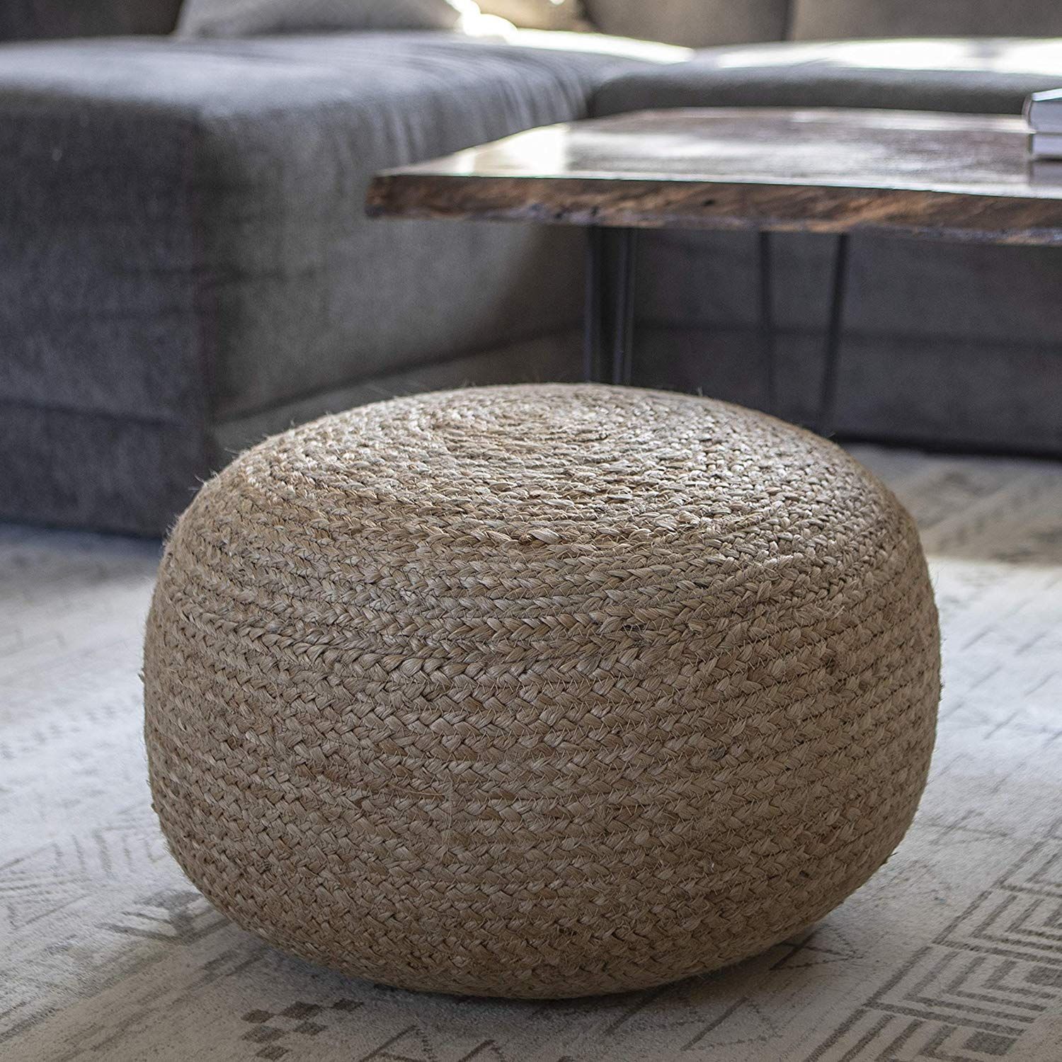 Decor Therapy Natural Jute Woven Round Floor Pouf | Walmart (US)