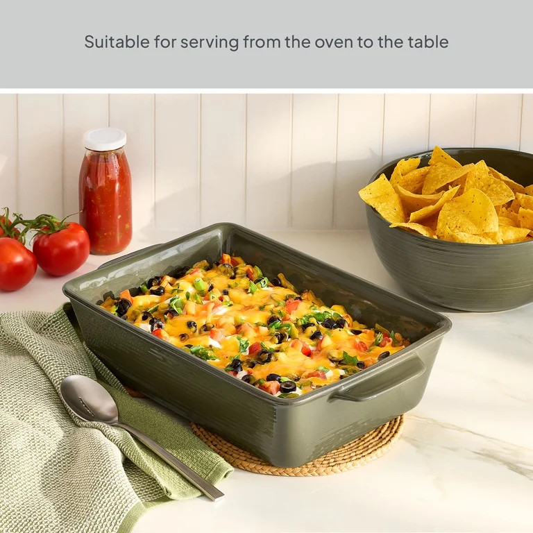 Better Homes & Gardens 9x13-Inch Artisan Green Stoneware Rectangular Baking Dish | Walmart (US)