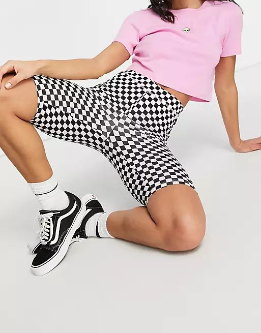 Vans legging shorts in checkerboard black/white | ASOS (Global)
