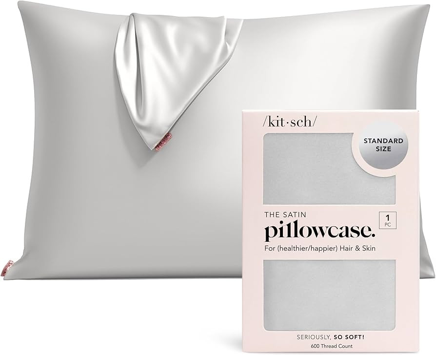 Kitsch Satin Pillowcase with Zipper for Hair & Skin, Softer Than Silk Pillow Cases Queen, Wrinkle... | Amazon (US)