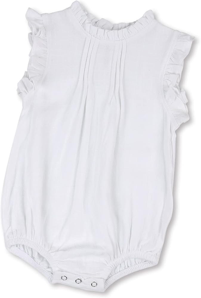 HOOLCHEAN Baby Girls Cotton Linen Plain Ruffles Sleeveless Bodysuits | Amazon (US)