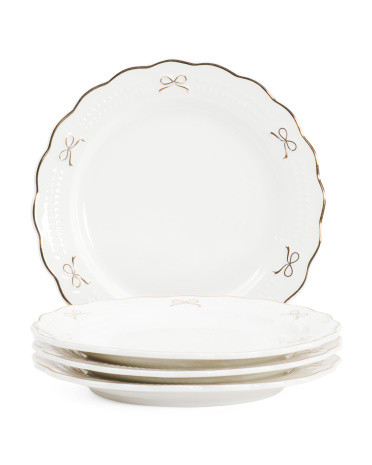 Set Of 4 Gold Bow Side Plates | TJ Maxx