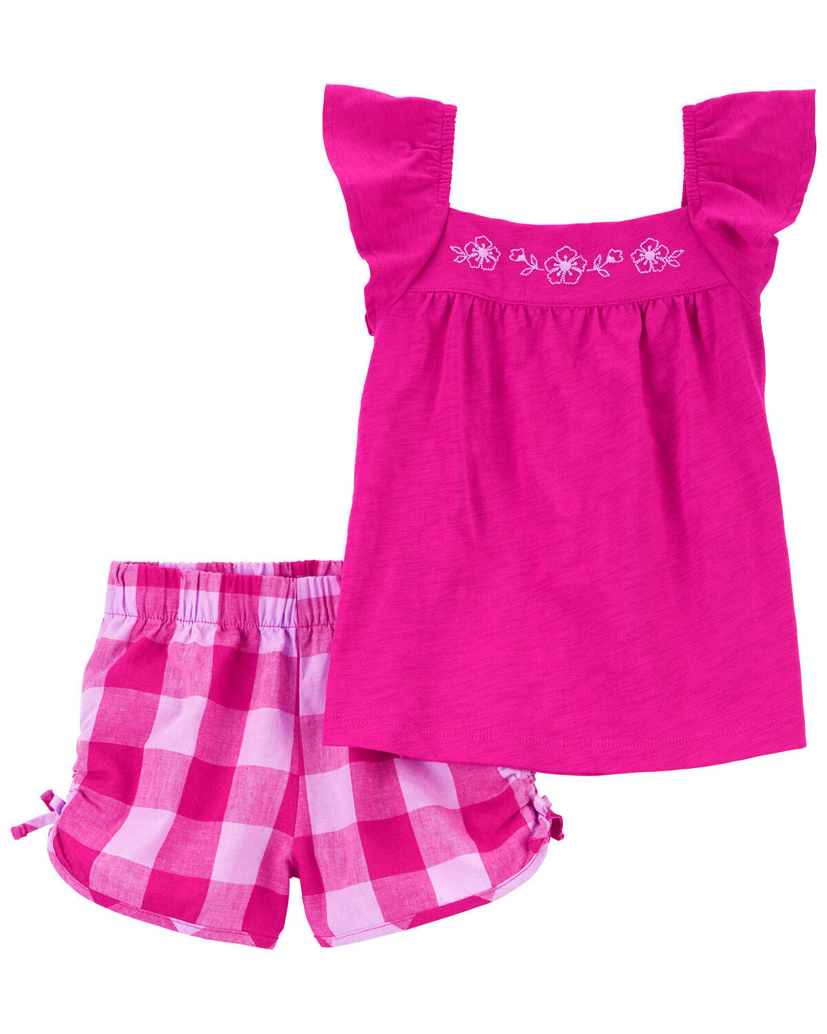 Toddler 2-Piece Flutter Top & Gingham Short Set | Carter's