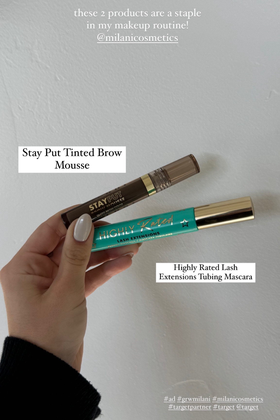 #AD @milanicosmetics 2 staples in my makeup routine! The Milani Highly Rated Lash Extensions Tubing Mascara and Milani’s Stay Put Tinted Brow Mousse! Shop in store and online @target 🤍 #grwmilani #milanicosmetics #targetpartner #target @shop.ltk