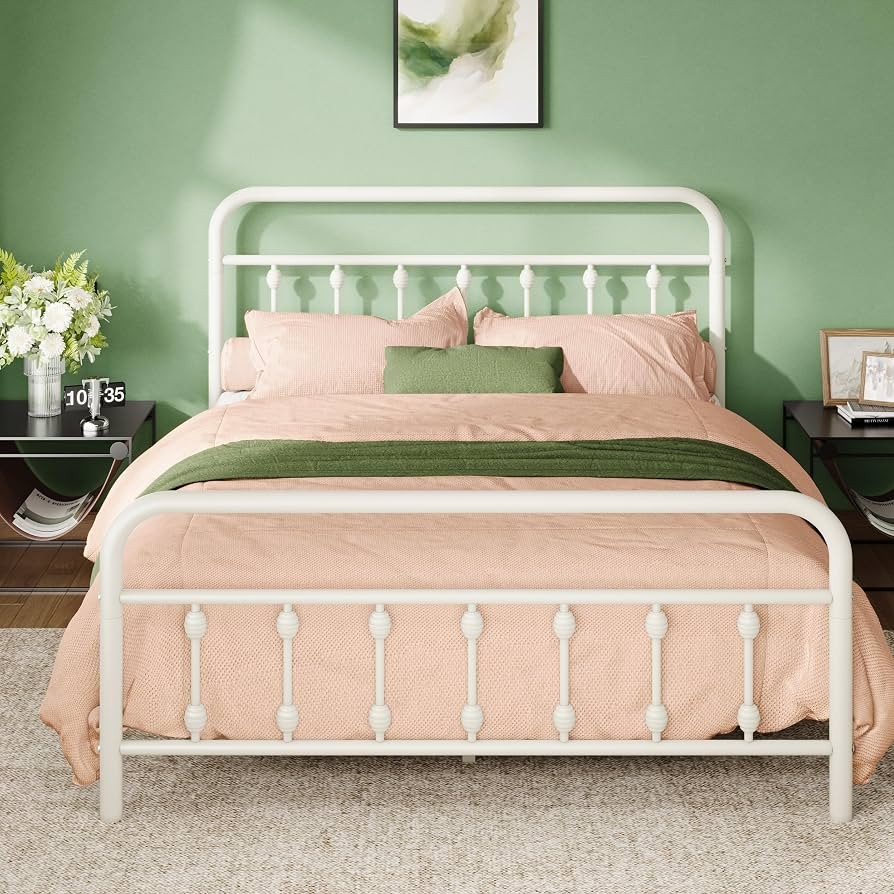 Allewie 14 Inches Queen Size Metal Platform Bed Frame with Victorian Style Iron-Art Headboard/Foo... | Amazon (US)