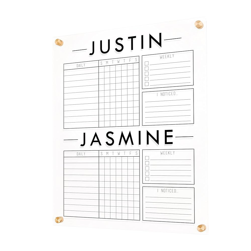 Clear Acrylic Chore Chart Dry Erase for two kids, Personalized to do list | Amazon (US)