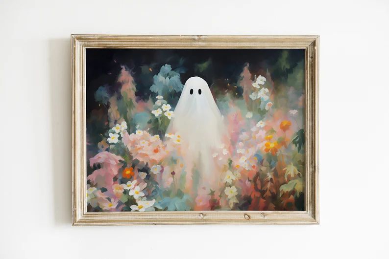 Cute Ghost Painting Ghost Halloween Print Digital Download - Etsy | Etsy (US)