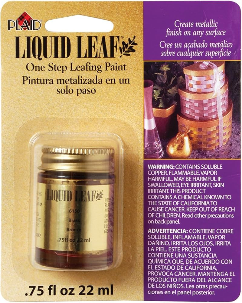 Plaid:Craft Liquid One-Step Leafing Paint .75oz, Brass, 0.75 Fl Oz (Pack of 1) | Amazon (US)
