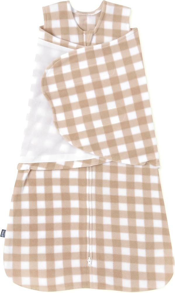 HALO Micro-Fleece Sleepsack Swaddle, 3-Way Adjustable Wearable Blanket, TOG 3.0, Gingham Tan, New... | Amazon (US)