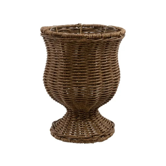 Goblet Planter, Woven Rattan Look Resin Flower Pot with Metal Frame | Walmart (US)