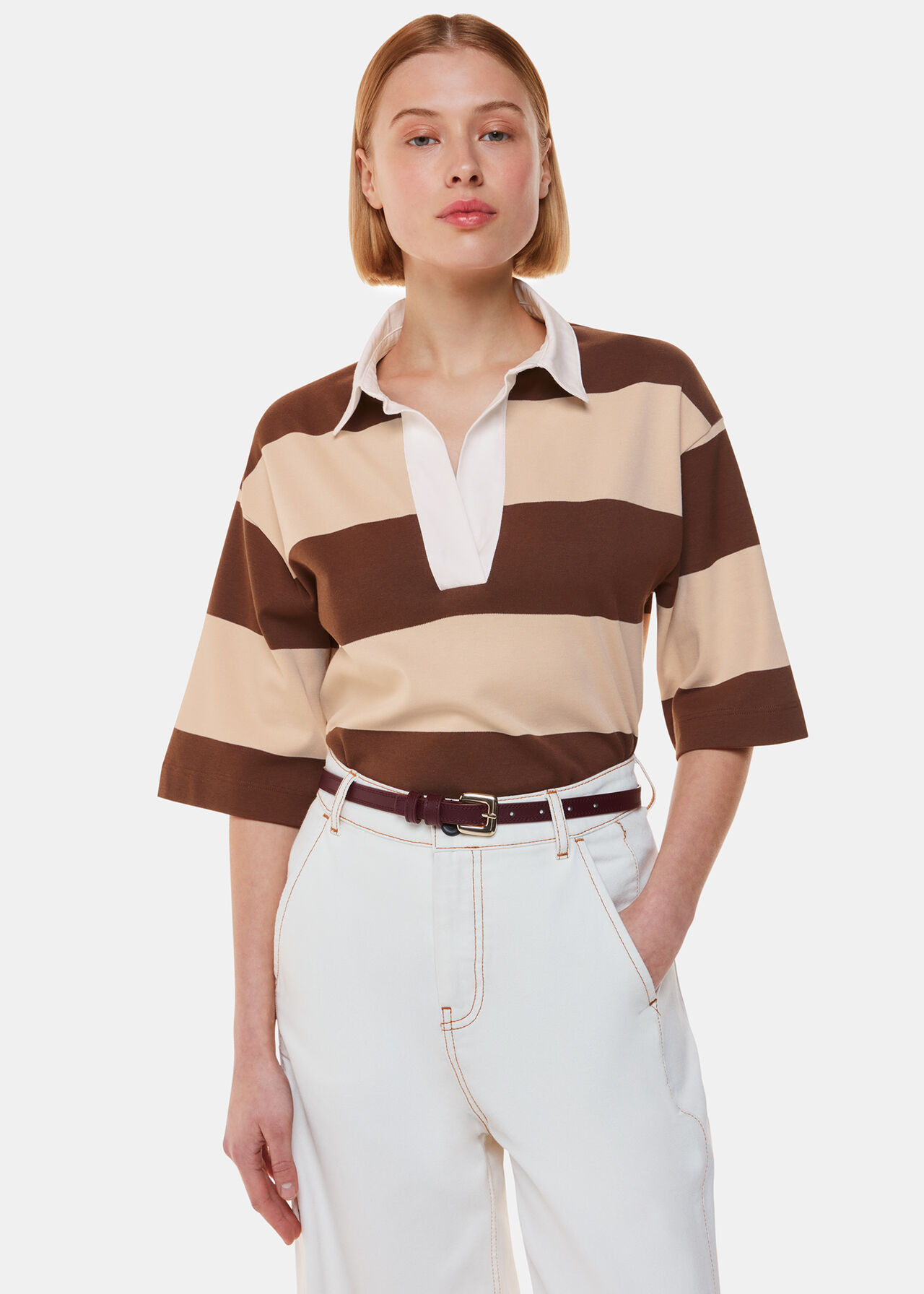 Multicolour Stripe Rugby T-Shirt | WHISTLES | Whistles UK | | Whistles