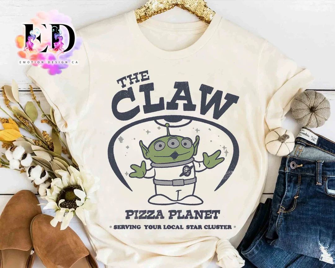 Pizza Planet Alien the Claw Poster Retro T-shirt, Disney Disney Toy Story Buzz and Woody Tee, Mag... | Etsy (US)
