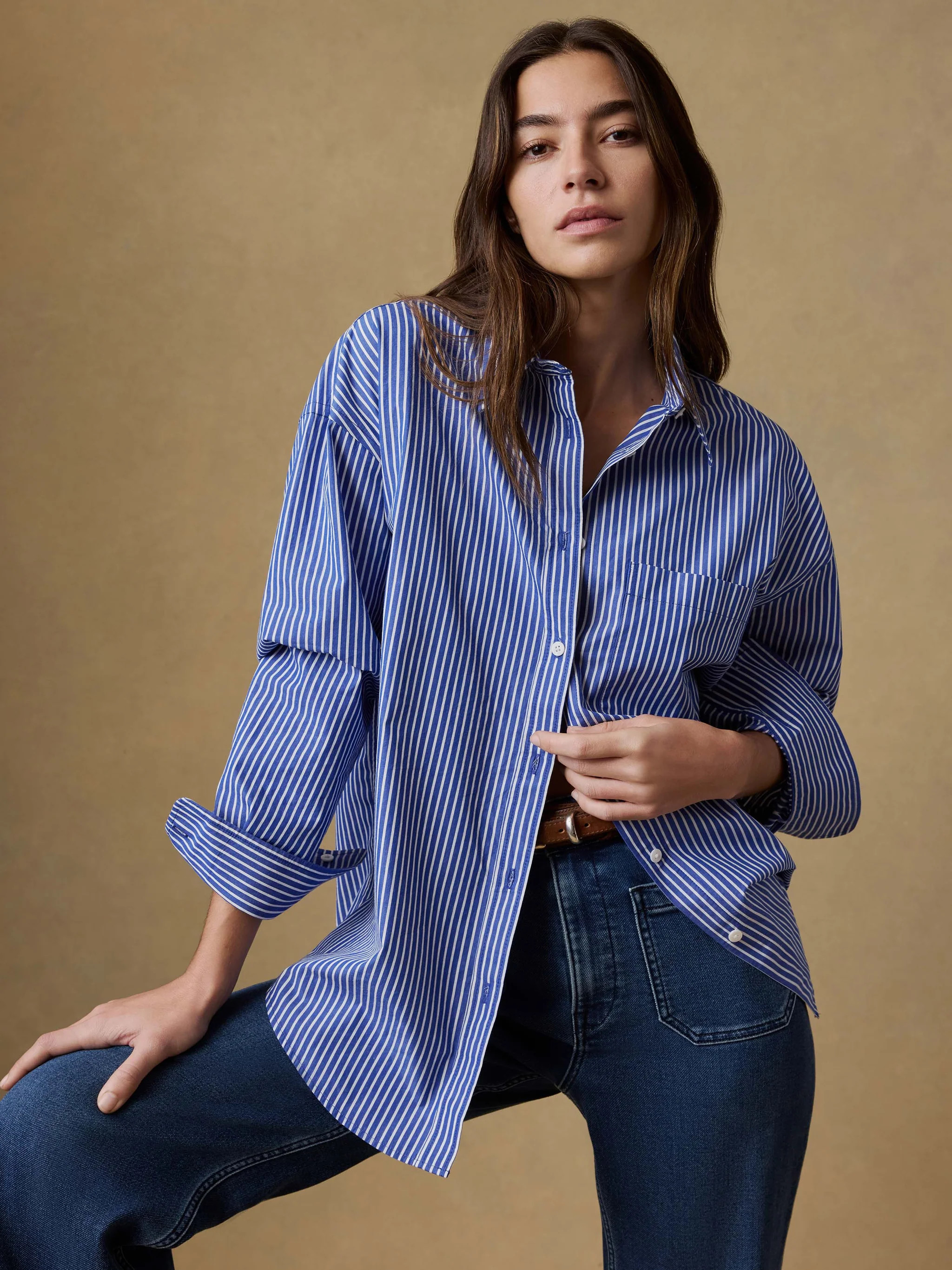 Coastal Poplin Relaxed Shirt - Endless Coast Stripe | Faherty
