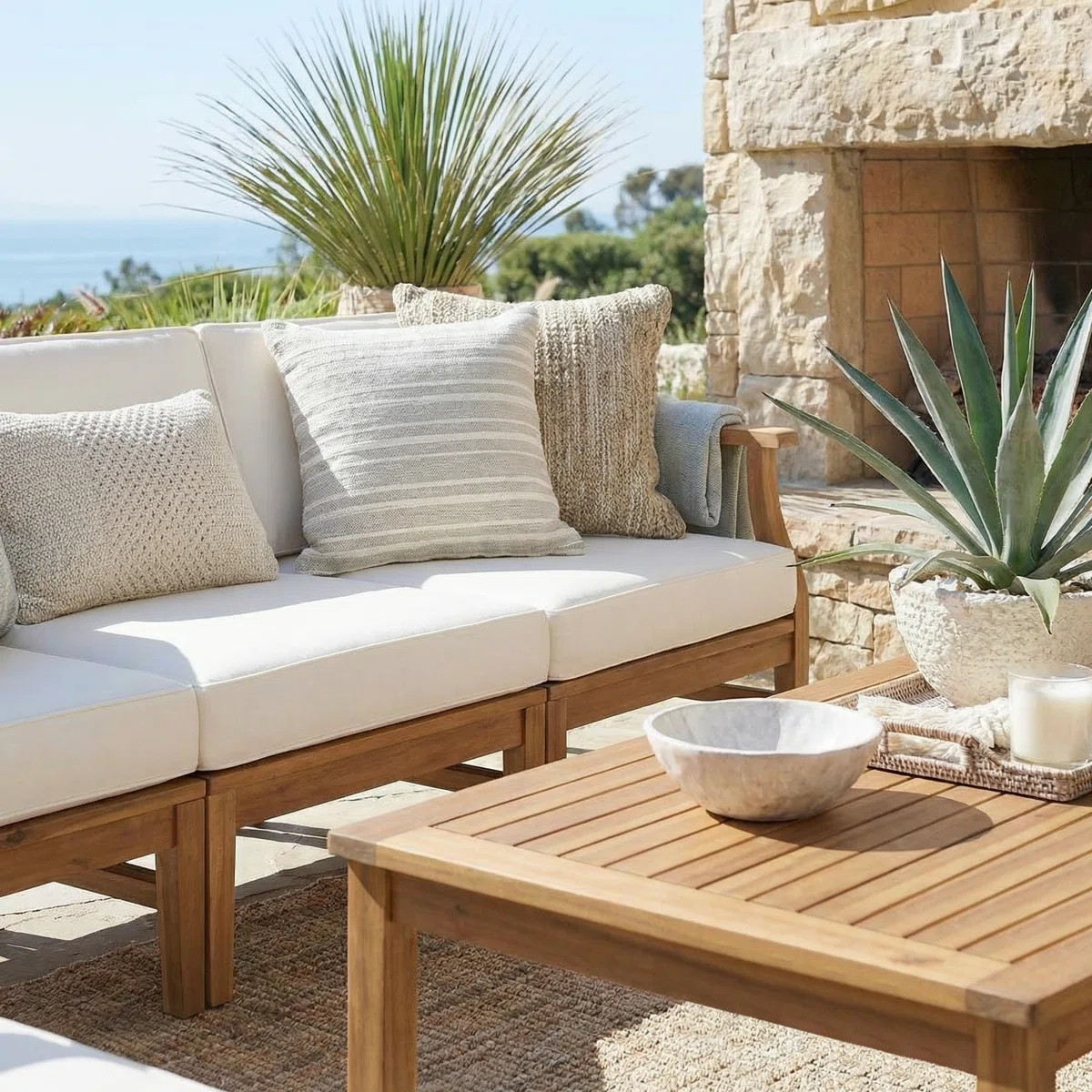 Hulda Acacia 6 - Person Patio Conversation Set with Cushions | Wayfair North America