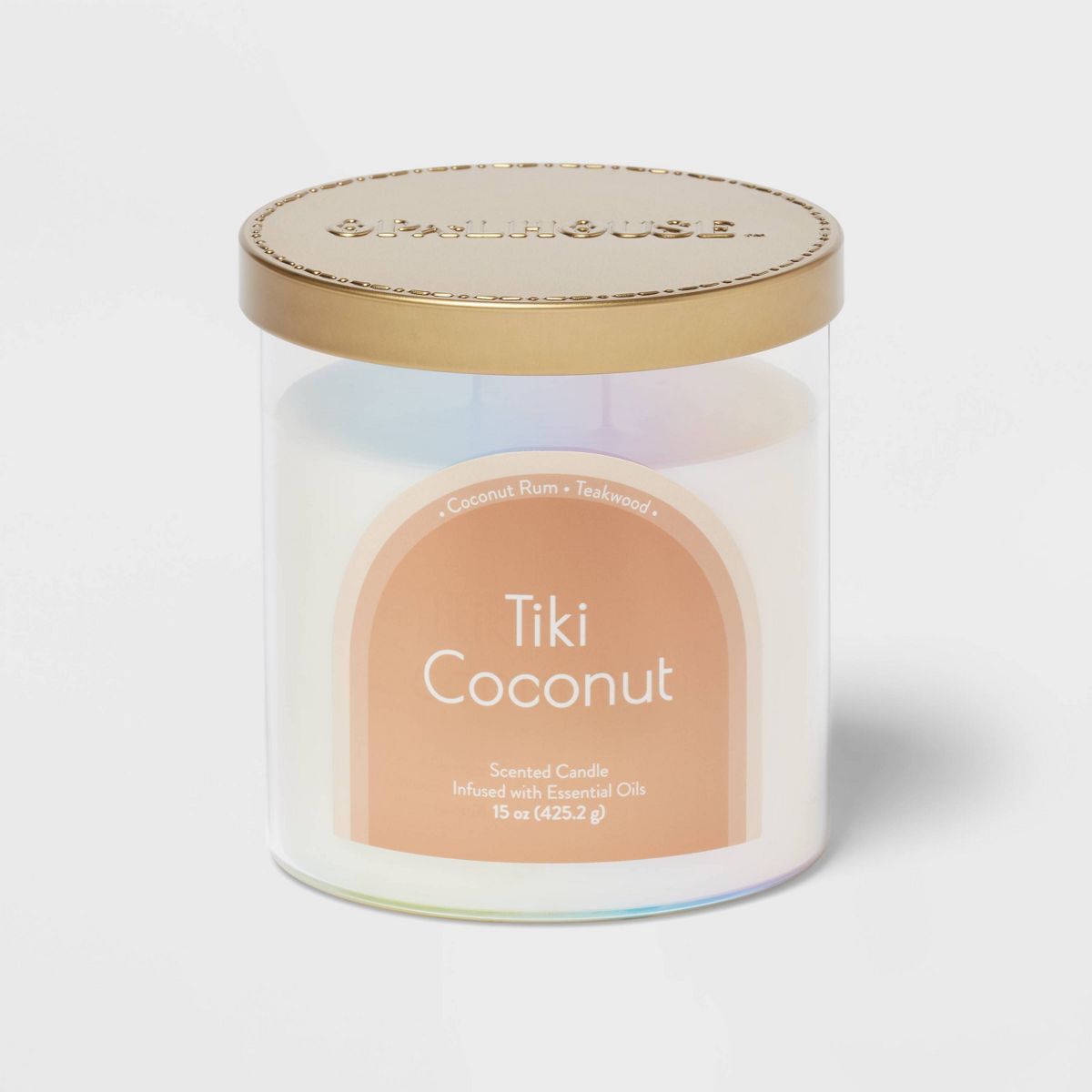 2-Wick Glass Jar 15oz Candle with Iridescent Sleeve Tiki Coconut - Opalhouse™ | Target