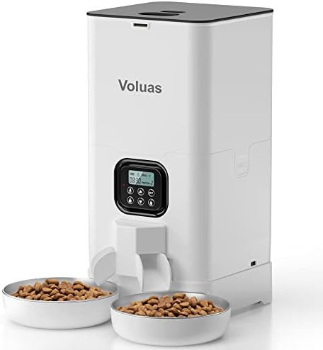 Voluas Automatic Cat Feeder for Two Cats, Double Pet Feeder with 2 Stainless Steel Bowls,6L Timed... | Amazon (US)