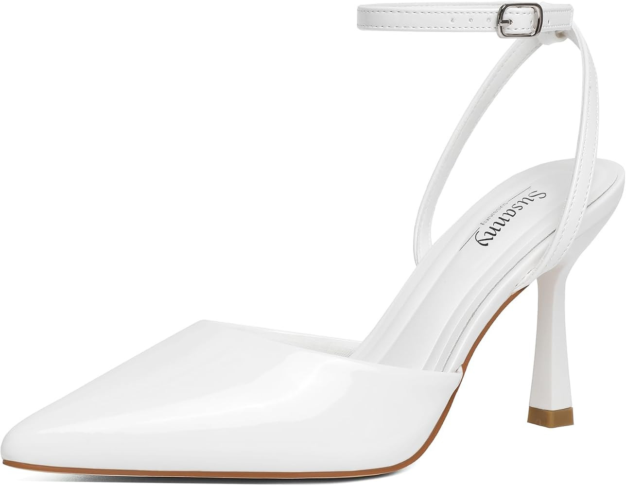 Susanny Heels for Women Stiletto Closed Pointed Toe Backless Dress Shoes High Heels Sexy Kitten P... | Amazon (US)