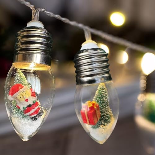 VVolf Christmas Lights for Indoor, Snow Globe String Lights, Christmas Snow Globes with 10LED Glo... | Amazon (US)