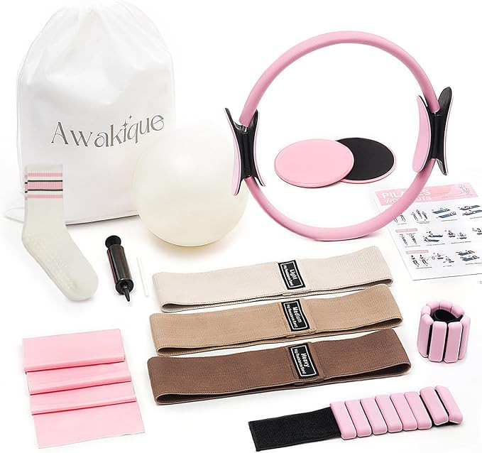 Pilates Kit, Home Pilates Kit with Pilates Ring and Ball Set, 14-Piece Full Body Pilates Equipmen... | Amazon (US)