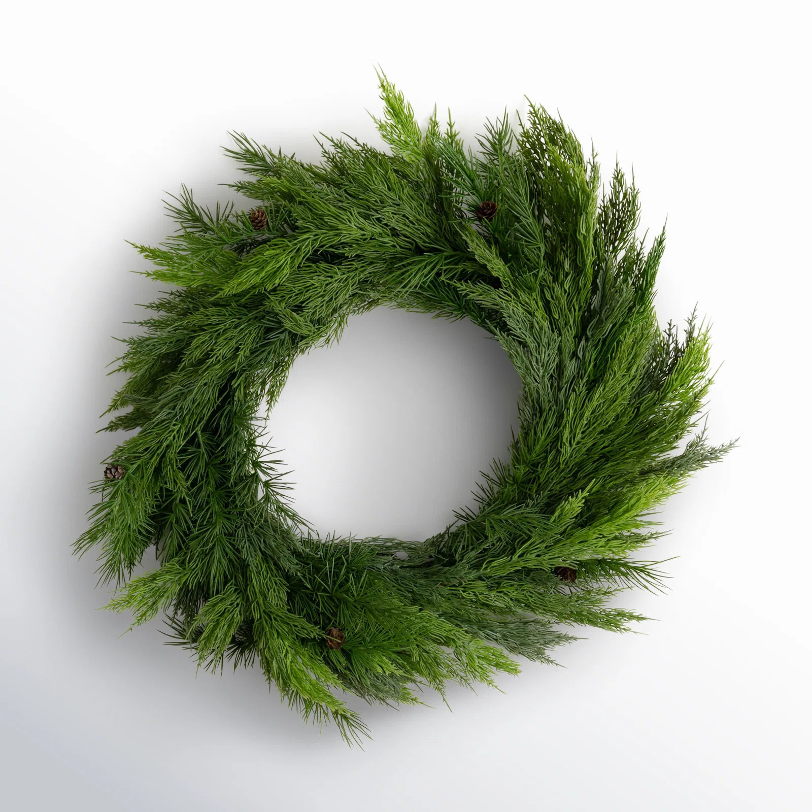 28" Artificial Lush Green Cedar Christmas Wreath, Green | AllModern
