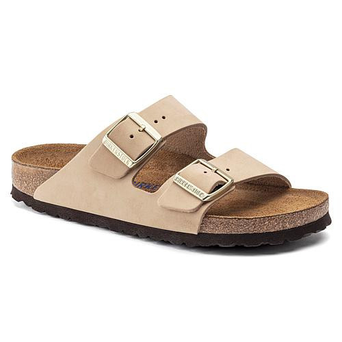 Birkenstock Arizona Soft Footbed Nubuck Leather Sandal - Tan - 8/8.5 | HSN