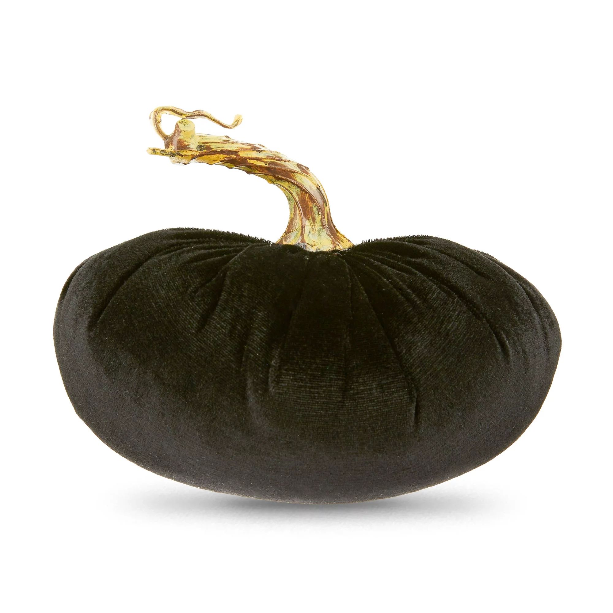 Halloween Black Fabric Pumpkin Decoration, 6 in x 6 in x 5 in, by Way To Celebrate - Walmart.com | Walmart (US)