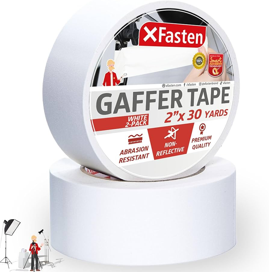 XFasten White Gaffers Tape 2 Inch x 30 Yards (2-Pack 180ft) Residue-free White Gaffer Tape 2 Inch... | Amazon (US)