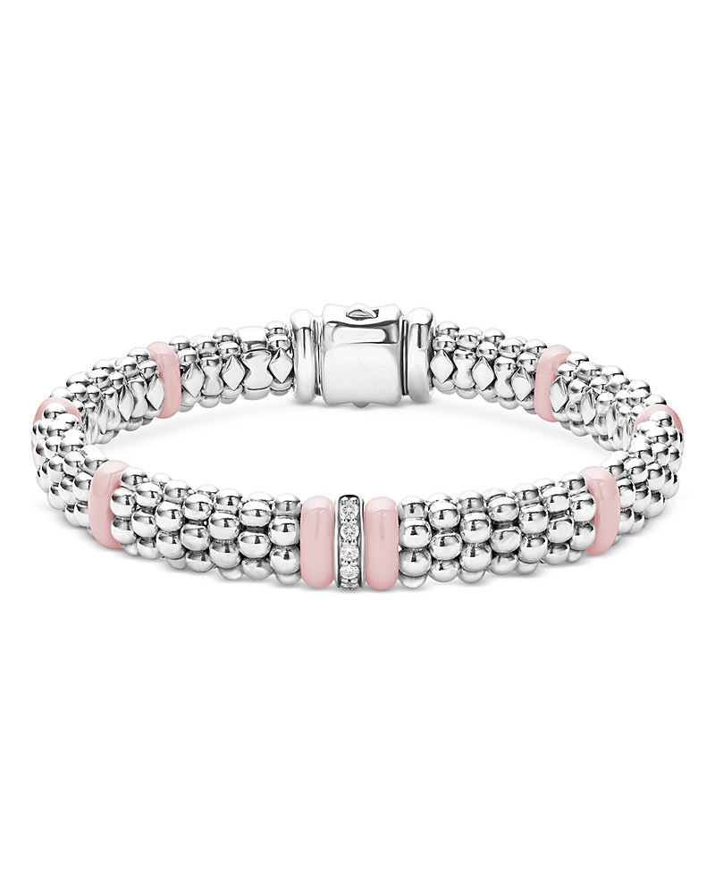 Lagos Sterling Silver Pink Caviar Diamond & Pink Ceramic Bead Link Bracelet | Bloomingdale's (US)