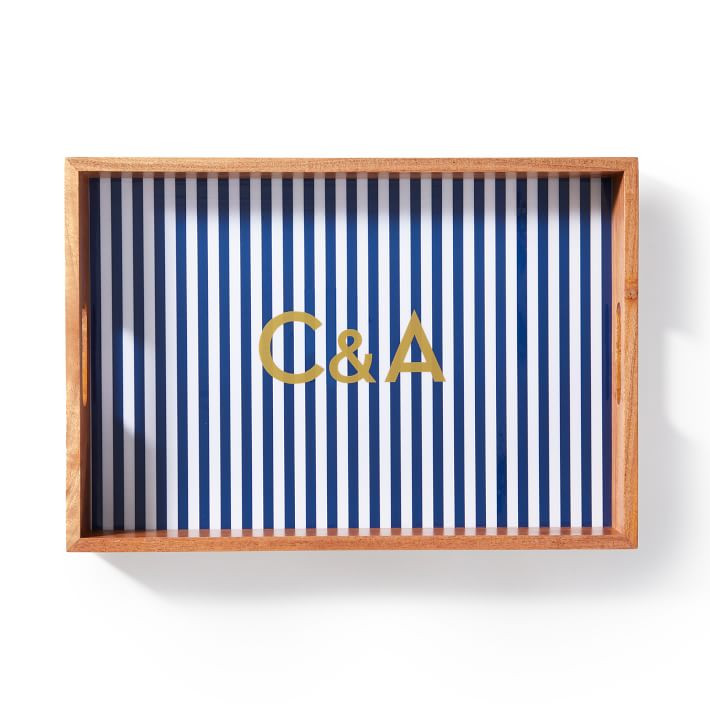 Stripe Acacia Wood Serving Tray | Mark and Graham
