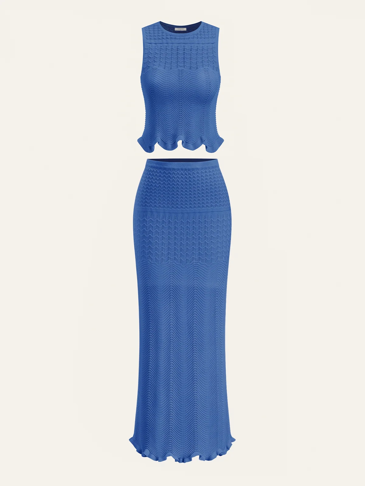 Wave Pattern Knit Maxi Skirt | Commense