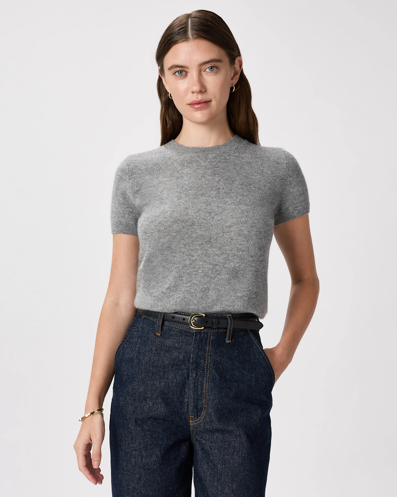Quince | Women's Mongolian Cashmere T-Shirt in Brown, Size XS | Quince